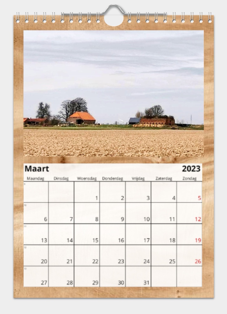 Jaarkalender 2023 Doornenburg voorbeeld Maart