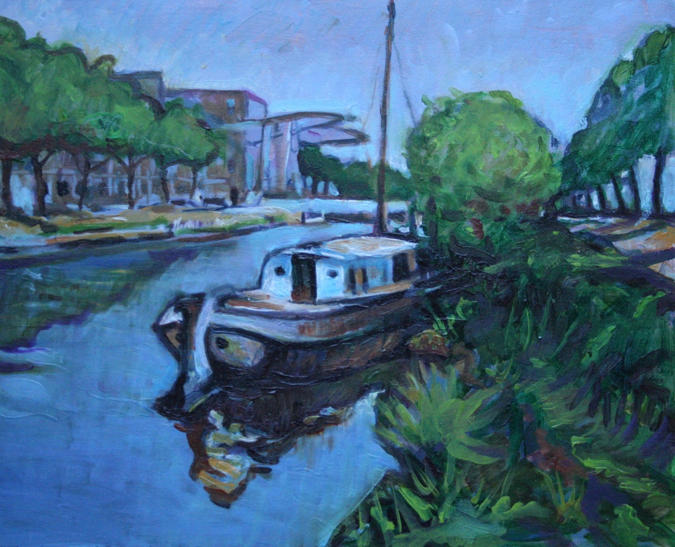 Schip Piushaven met brug Den Ophef