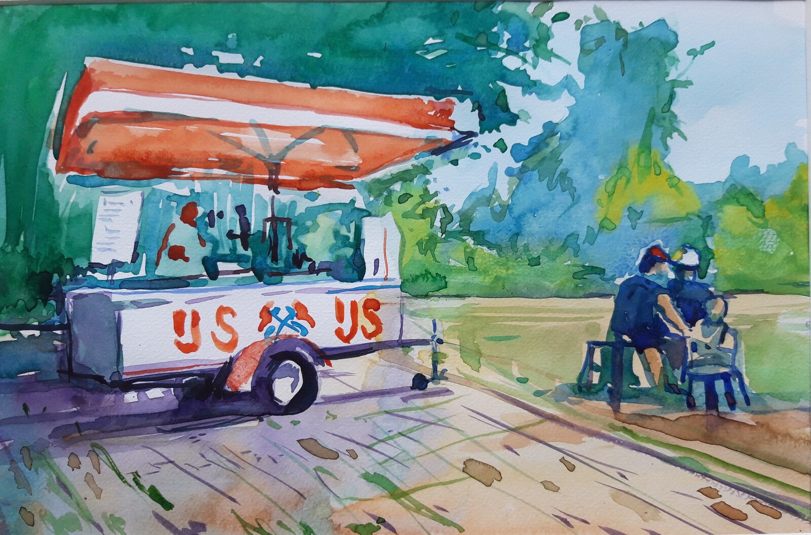 IJskar snelle impressie in aquarel