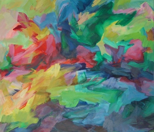 Kleurrijk landschap in voorjaarszon