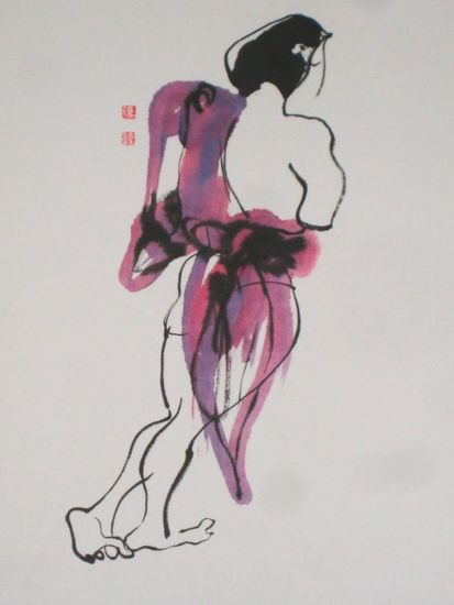 Ink Lady: Vrouw met roze doek