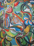 mijn schilderwerk varieert van materie tot acryl, olie op acryl en ei tempera