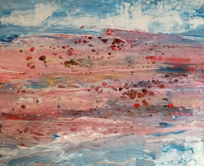 Pooring brandend zand.