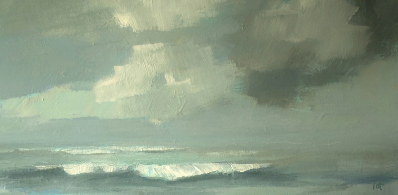 Zee en wolken ontmoeten elkaar