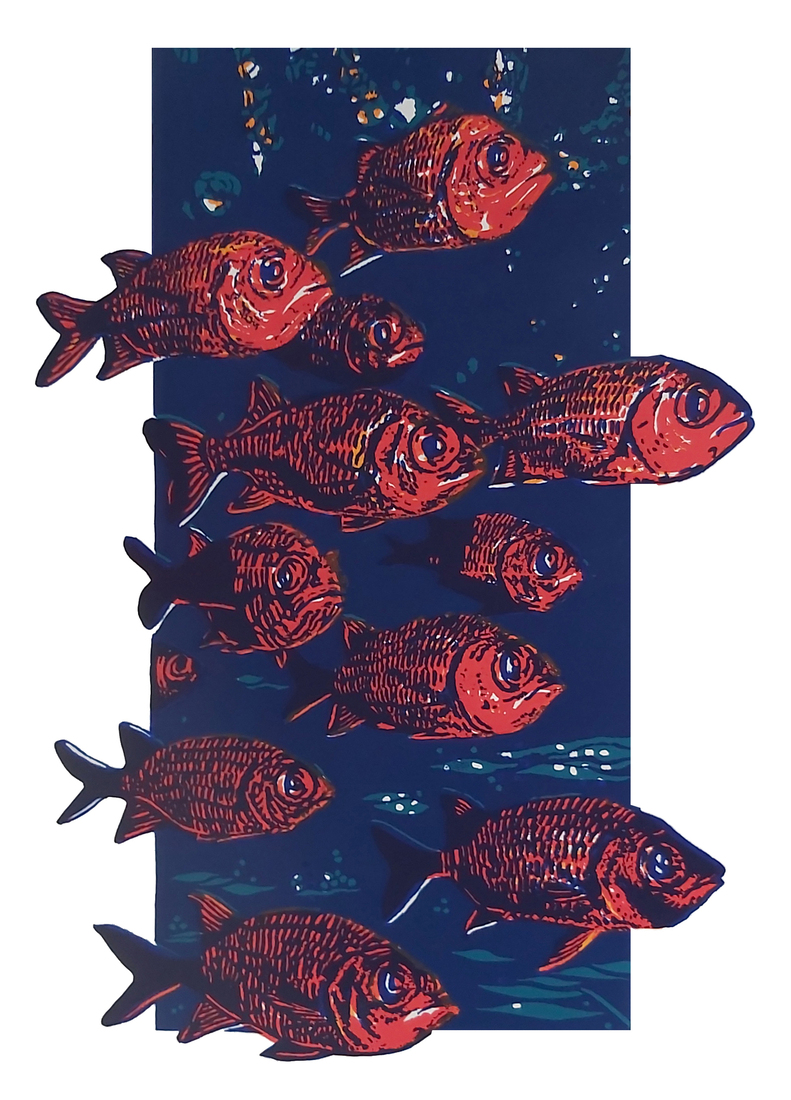 Vissen achtergrond blauw