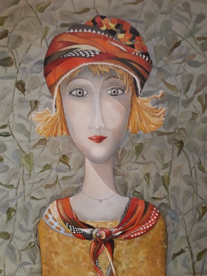 vrouwenhoofd op doek (03)