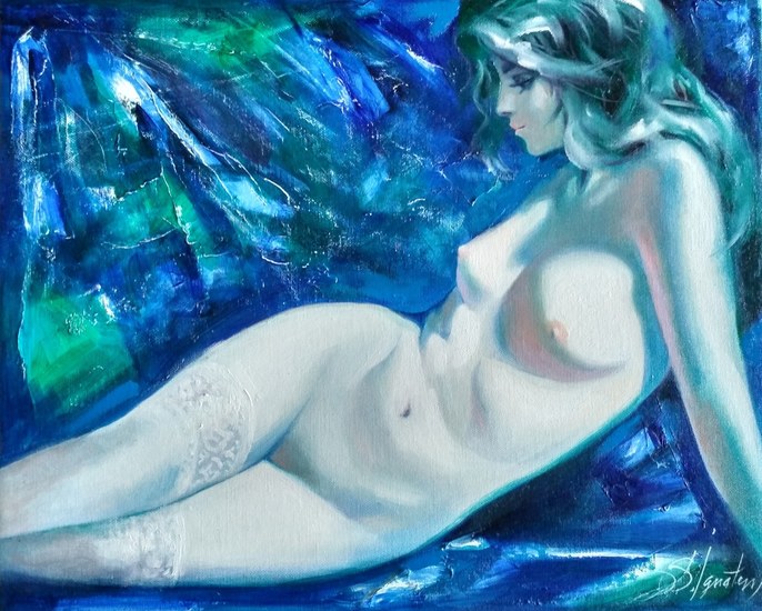 Nude dressed in stockings