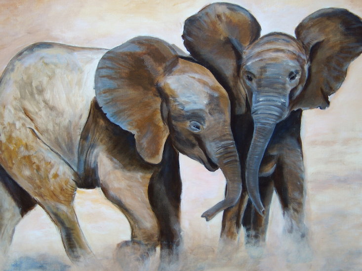 stoeiende olifantjes