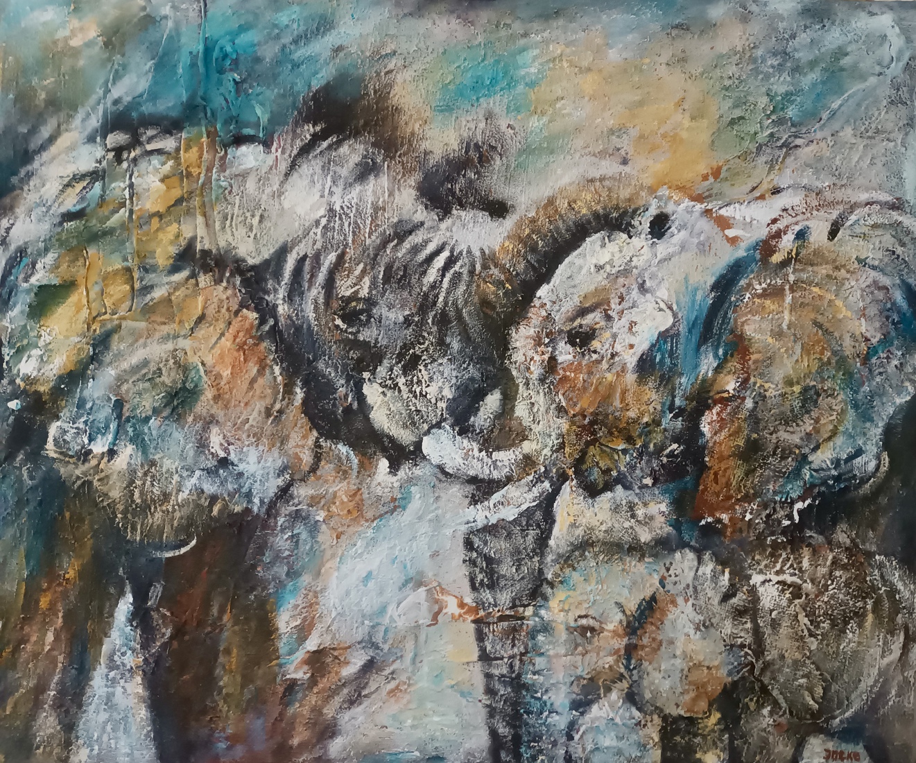 Pair of Elephants with cup.