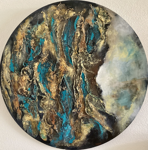 Ronde schilderijen acryl met Structuurpasta - craquelé.