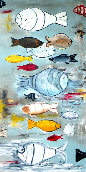 Aquarium, acrylverfschilderij