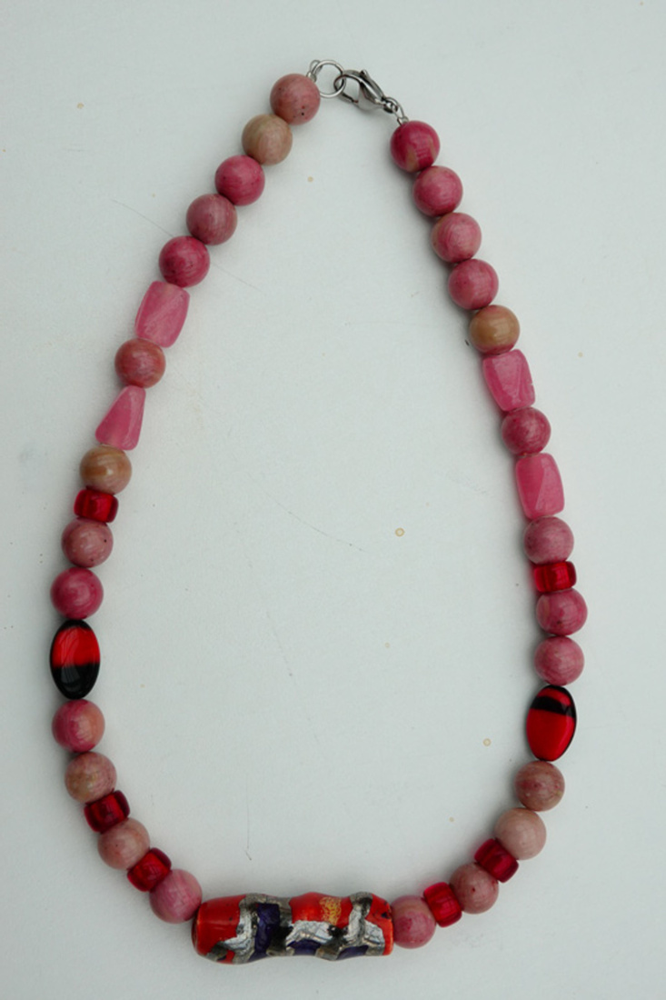 Collier met rhodoniet - Collier mit Rhodonit