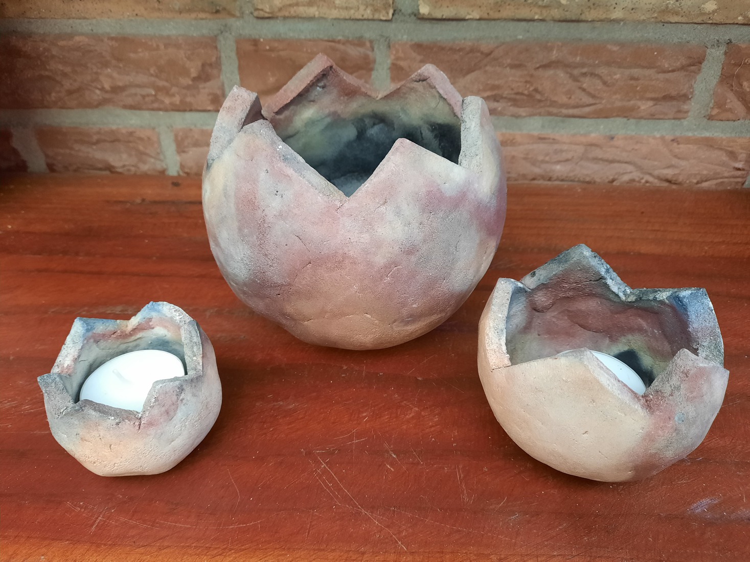 3 waxinelicht houders