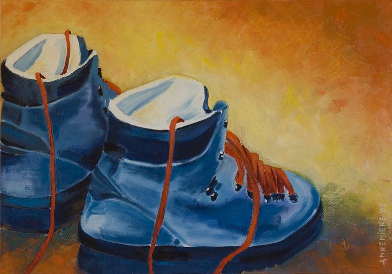 blauwe wandelschoenen