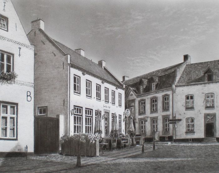 Zonnige zomerochtend in Thorn - Potlood