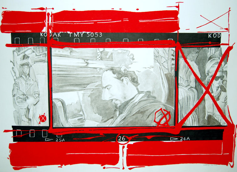 zelfportret in trein