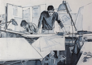 tekeningen - meestal oliepastel, inkt, potlood op papier - afmetingen 21x15 / 15x21 / 15x15