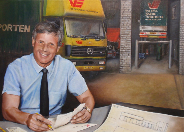 Trots op zijn transport bedrijf.