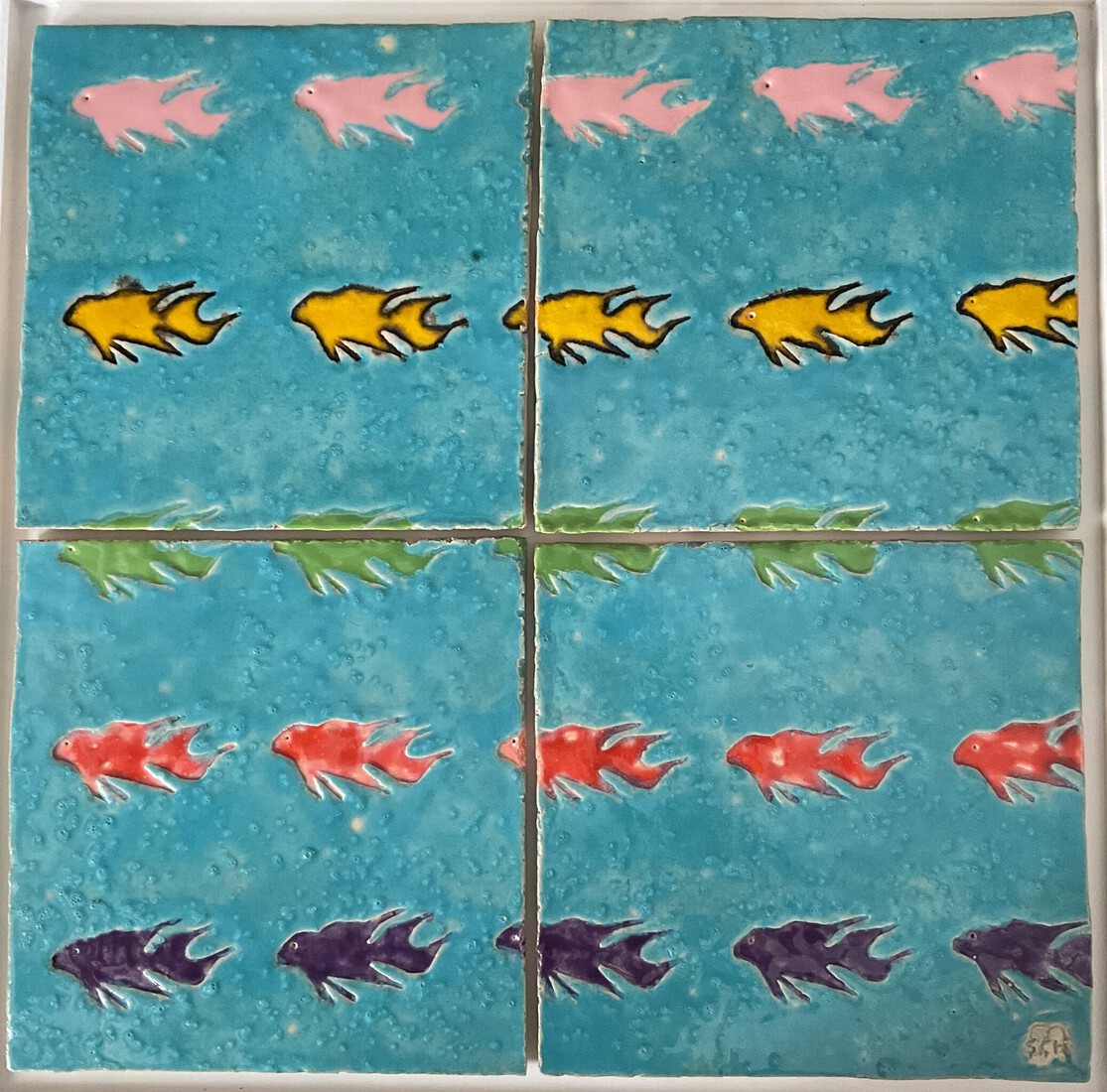 Bomenlandschap, een keramiek schilderij