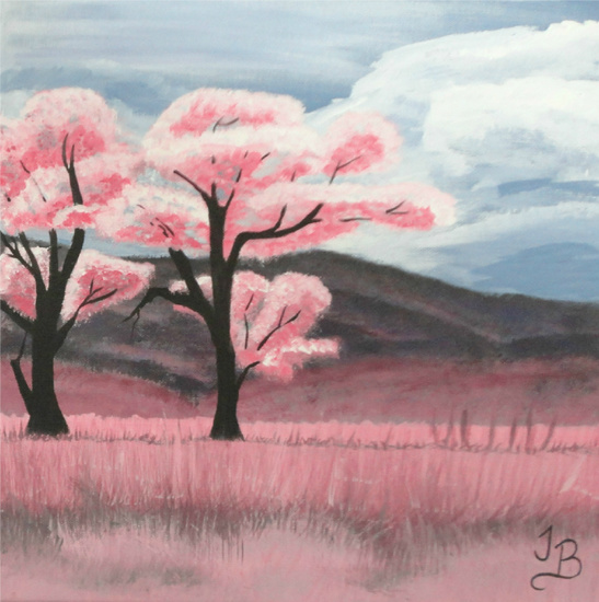 Tweeluik roze bomen (rechts)