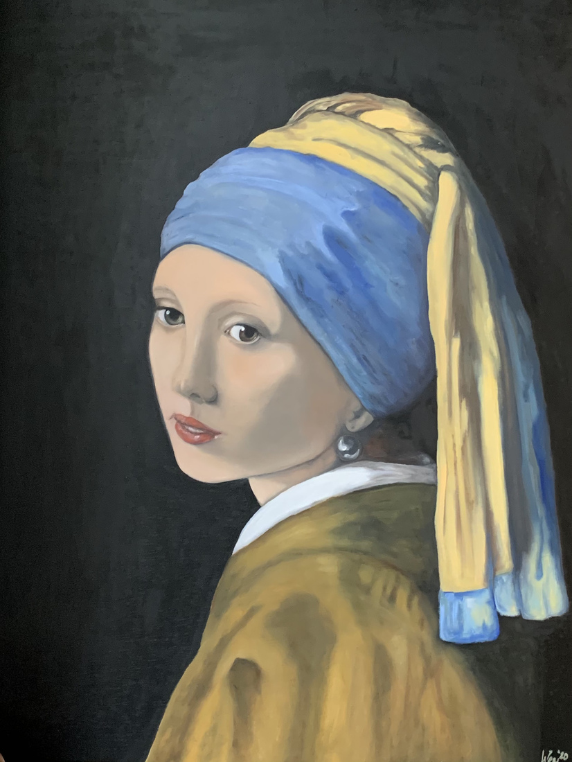 Meisje met de oorbel , naar Johannes Vermeer