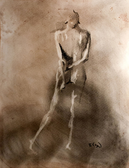 male dancer looking up