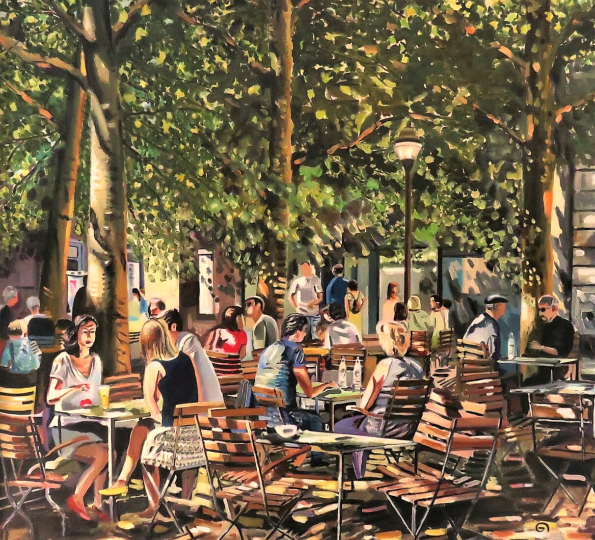 Terras Brussel zomergezicht, stadsgezicht