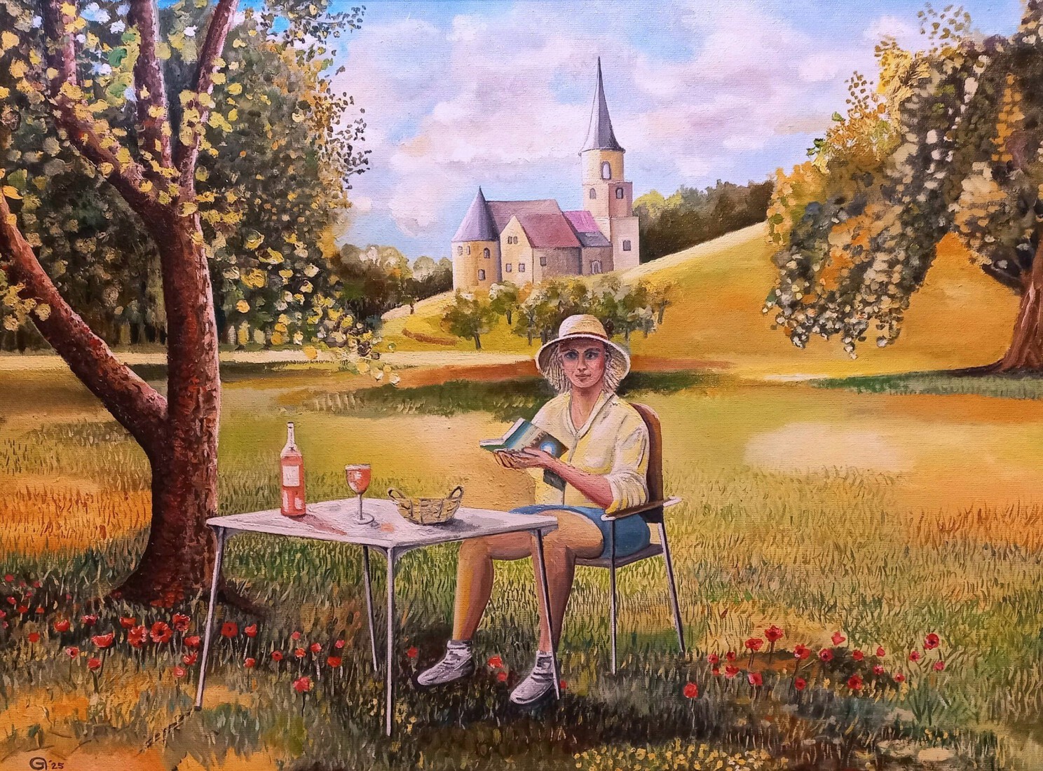 Meisje in Frans landschap