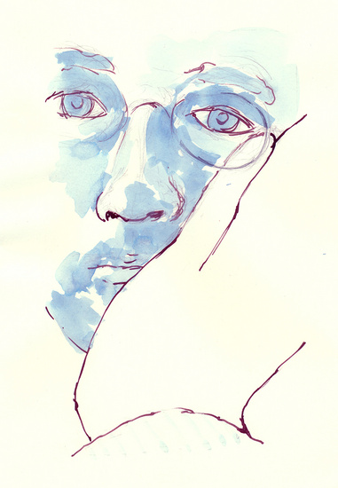 zelfportret in blauw