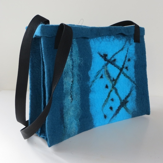 Handgevilte tas blauw