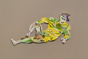 Van eerdere oplages heb ik de prints verknipt en daarmee collages gemaakt...een nieuwe manier om met mijn afbeeldingen te werk te gaan....