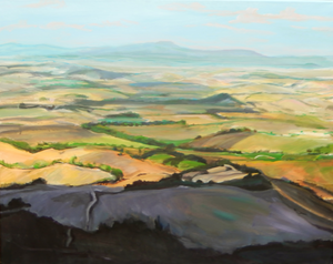 Vanaf 2014 ben ik bezig met schilderen van Toscaanse landschappen. Het onderzoek begint met kijken en schetsen. De eerste schilderijen zijn meer letterlijk, opnieuw schilderend neemt de abstractie toe, maar niet de realistische indruk.