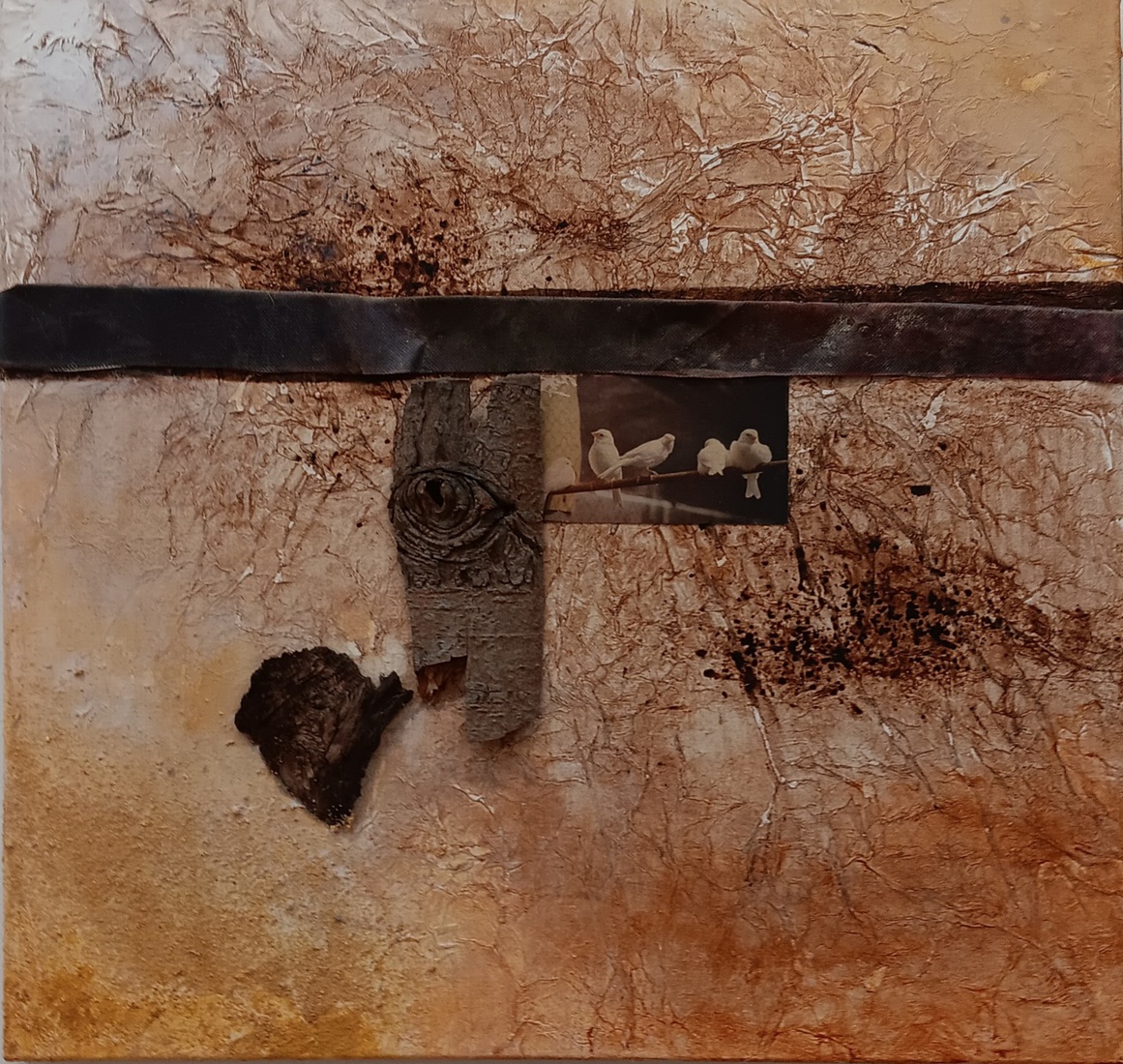 Compositie in bruin met materie