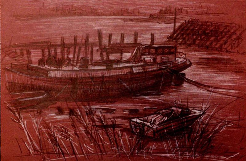 Antwerpen - Boten aan de waterkant