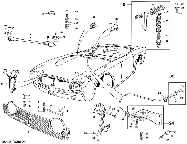 Triumph - Bonnet fittings and grille