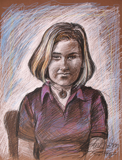 Meisje met amulet-hanger