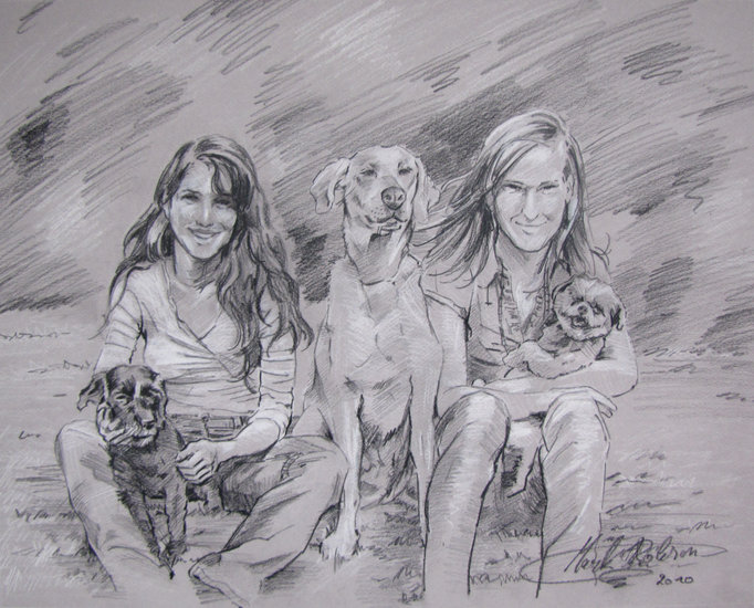 Olivia, Viviane & 3 Honden