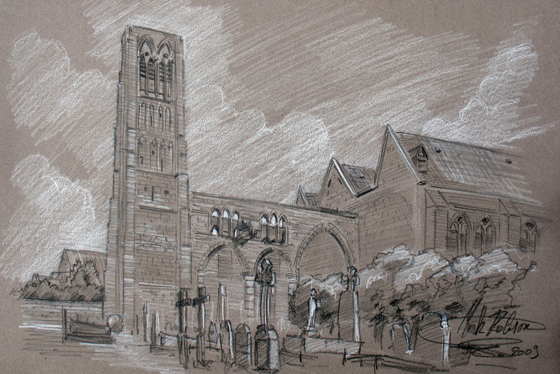 Damme - kerk met kerkhof