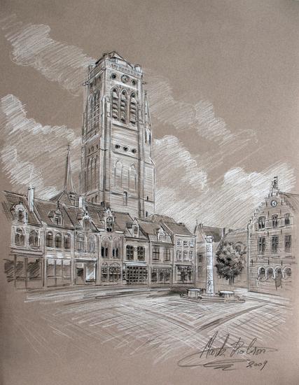 Veurne - Grote Markt met de Sint-Niklaaskerk