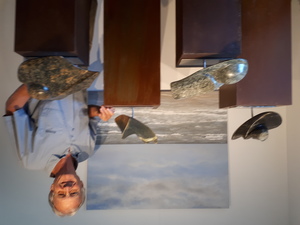 Uit de Griekse mythologie heb ik de windgoden in een geabstraheerde vorm uit serpentijn gemaakt.