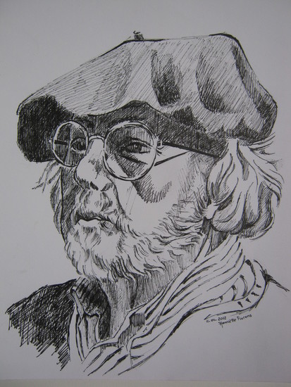 Portret man met baret