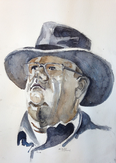 Portret man met hoed