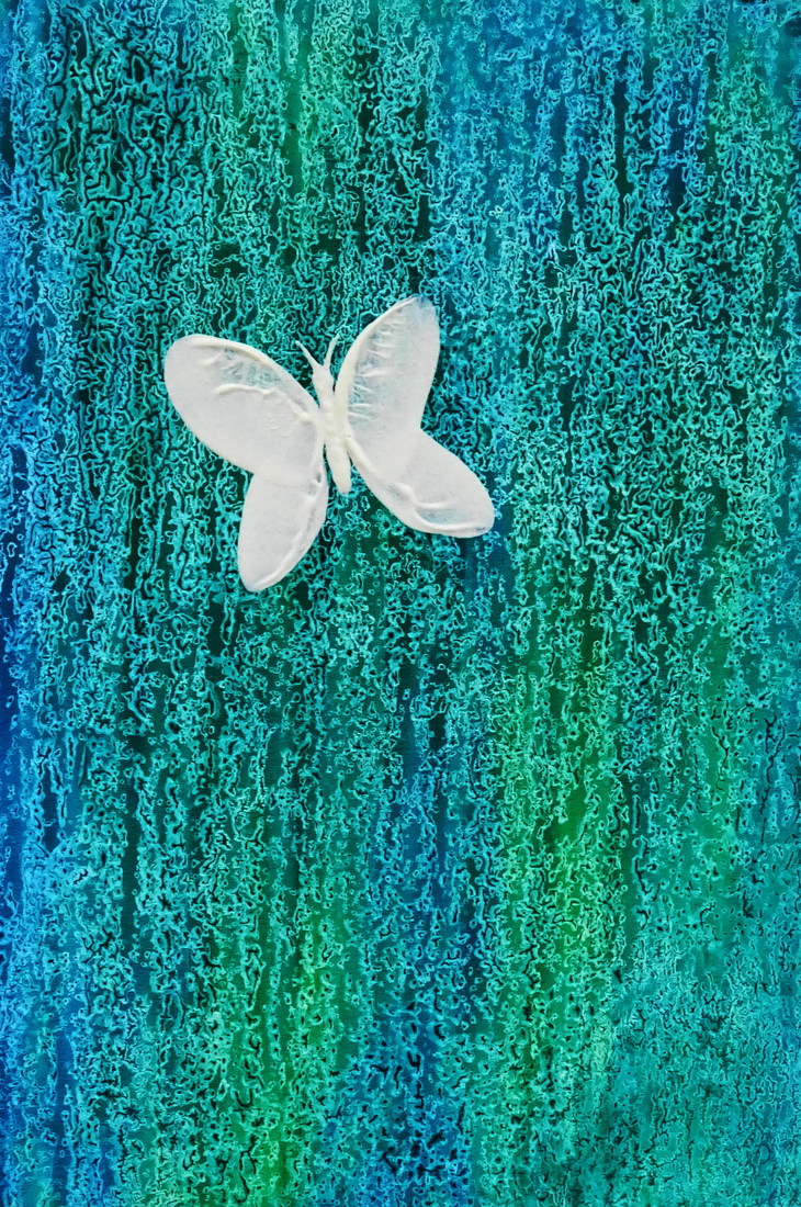 Vlinder voor turquoise achtergrond