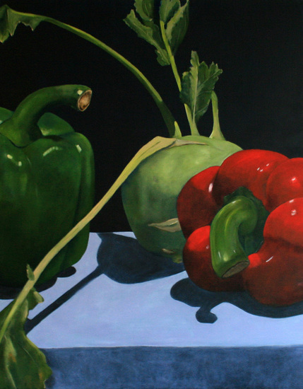 stilleven rood en groen