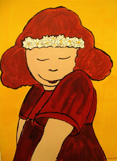 Kind met bloemenkrans