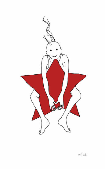 Fien zit op een ster