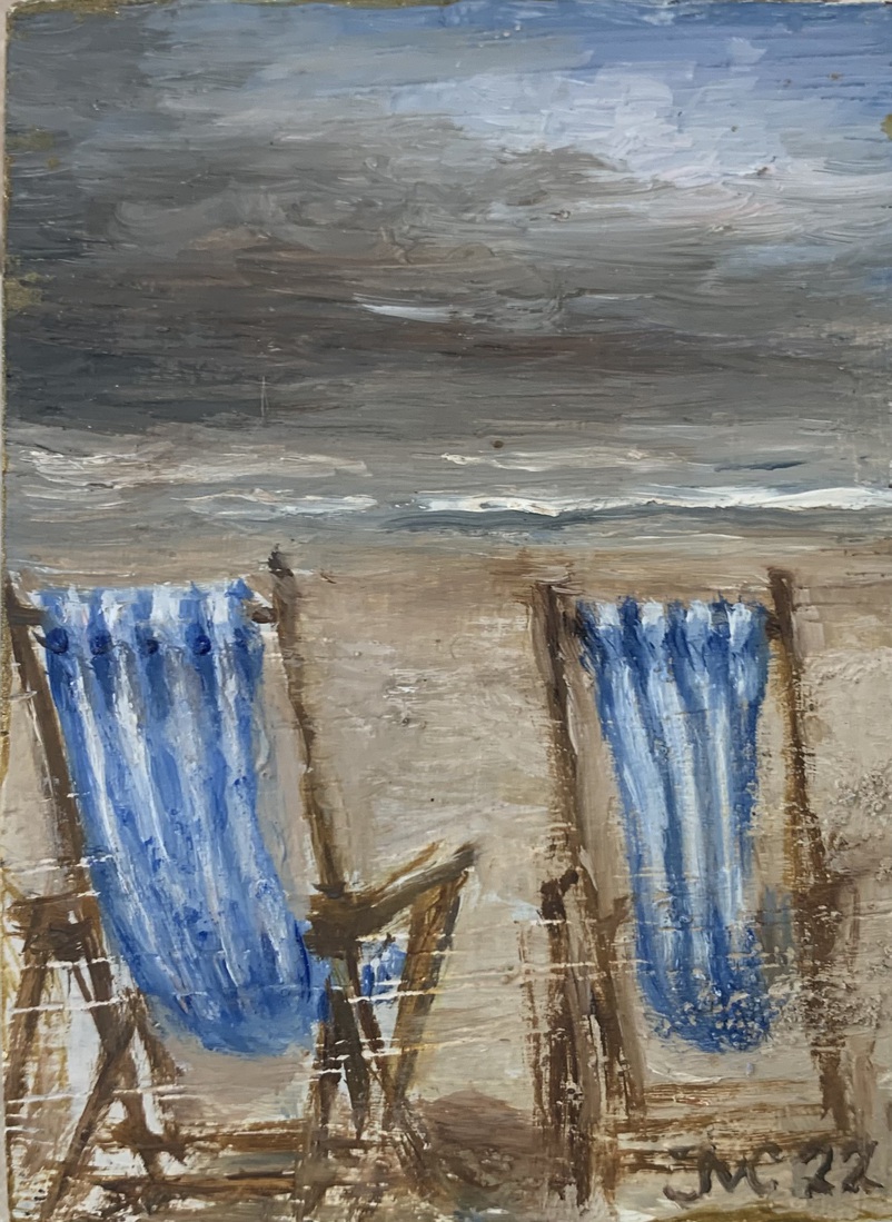 Blauw wit gestreepte strandstoeltjes