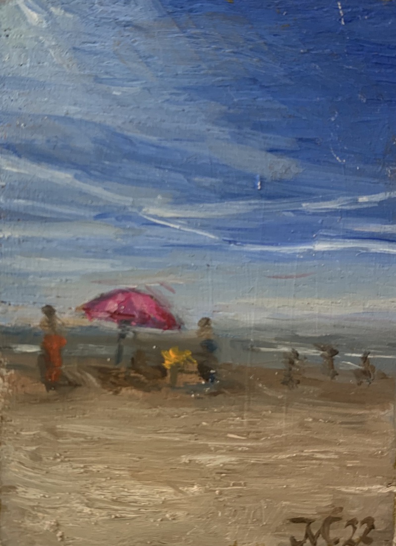De roze parasol