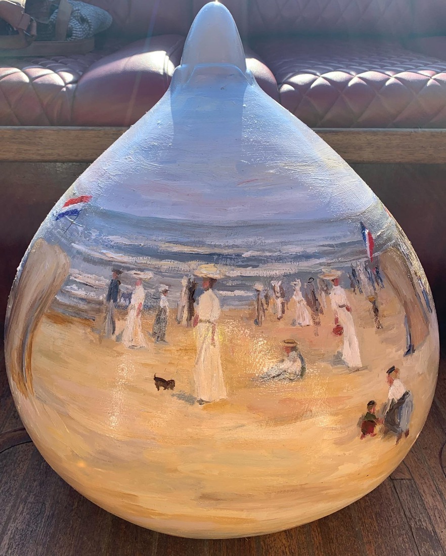 Zondags flaneren rond 1900, strand Noordwijk (á la Max Liebermann)