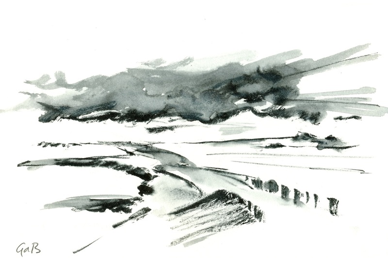 op de dijk langs het Wad